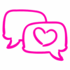 Icon zwei Sprechblasen mit Herz in pink