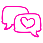 Icon zwei Sprechblasen mit Herz in pink