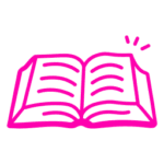 Icon aufgeschlagenes Buch in pink